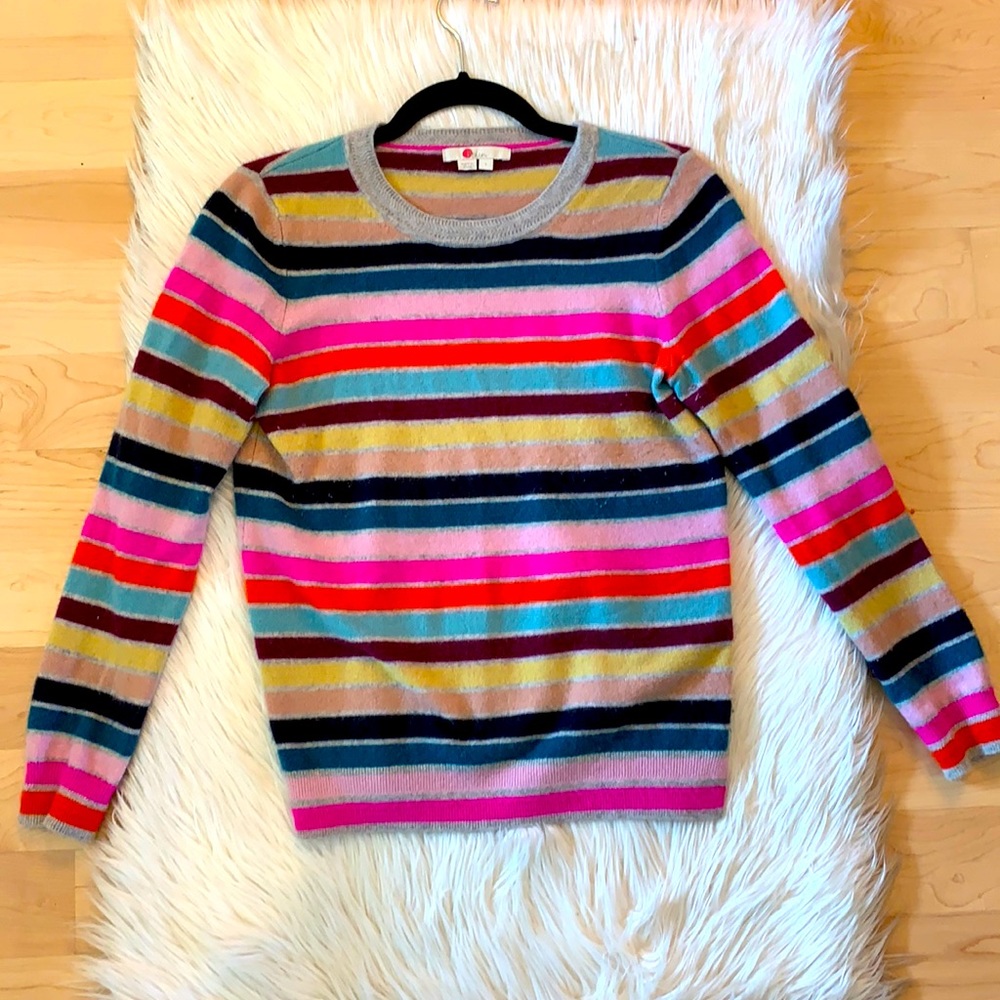 Cashmere Crewneck Sweater by Boden - Multi-colored Stripes